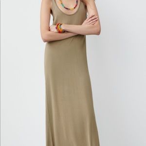 NWT ZARA MAXI TAN SLEEVELESS COMFY DRESS SZ S